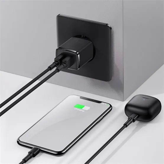 Baseus Compact hálózati töltő 10.5W, 2×USB Type-A, fekete - Image 5