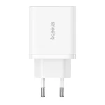 Baseus Cube hálózati gyorstöltő 30W, USB Type-C + 2×USB Type-A, fehér