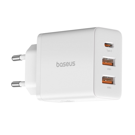 Baseus Cube hálózati gyorstöltő 30W, USB Type-C + 2×USB Type-A, fehér - Image 2