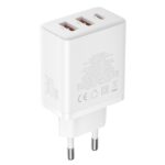 Baseus Cube hálózati gyorstöltő 30W, USB Type-C + 2×USB Type-A, fehér - Image 3