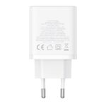 Baseus Cube hálózati gyorstöltő 30W, USB Type-C + 2×USB Type-A, fehér - Image 5