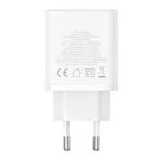 Baseus Cube hálózati gyorstöltő 30W, USB Type-C + 2×USB Type-A, fehér - Image 5