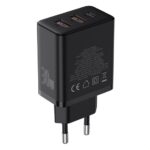 Baseus Cube hálózati gyorstöltő 30W, USB Type-C + 2×USB Type-A, fekete - Image 3