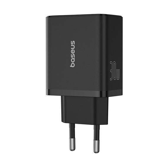 Baseus Cube hálózati gyorstöltő 30W, USB Type-C + 2×USB Type-A, fekete - Image 4