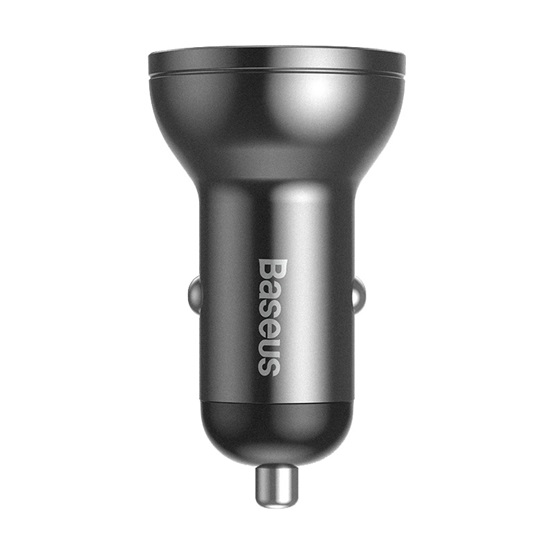 Baseus Digital Display autóstöltő 24W, 2×USB Type-A, fekete + 3.5A 3-in-1, 1.2m 3-színű kábel - Image 3