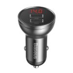 Baseus Digital Display autóstöltő 24W, 2×USB Type-A, szürke
