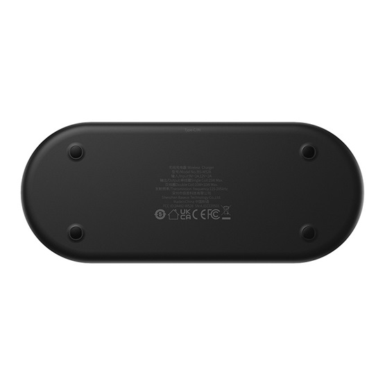 Baseus Digital LED Display 2-in-1 vezeték nélküli töltő 20W, fekete + 3A USB Type-A – USB Type-C,  1m kábel - Image 3