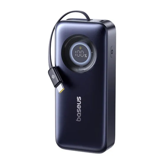 Baseus EnerCore CR11 gyorstöltő powerbank 20000 mAh, 67W, beépített USB Type-C automata behúzós kábel, fekete - Image 2