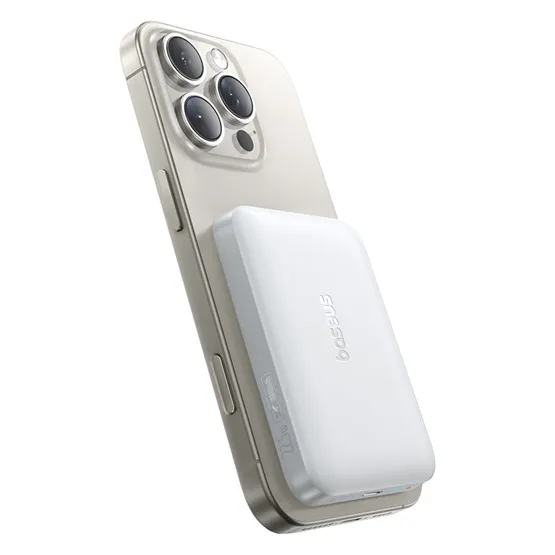 Baseus EnerFill FM11 Magnetic vezeték nélküli gyorstöltő powerbank 10000 mAh, 22.5W, fehér + 60W USB Type-C, 30cm kábel - Image 5