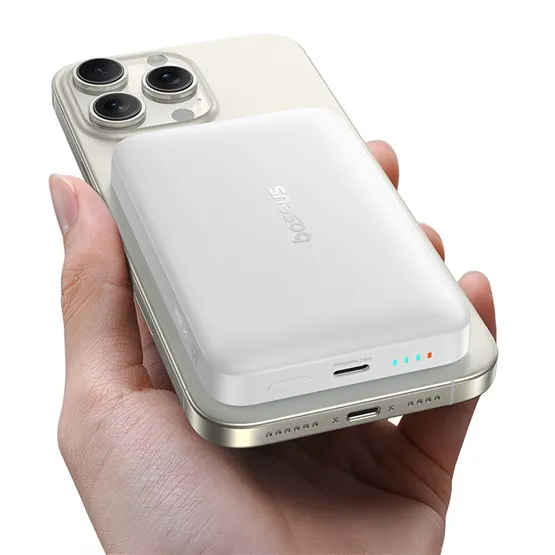 Baseus EnerFill FM11 Magnetic vezeték nélküli gyorstöltő powerbank 10000 mAh, 22.5W, fehér + 60W USB Type-C, 30cm kábel - Image 6