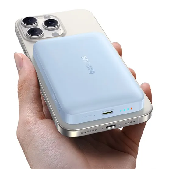 Baseus EnerFill FM11 Magnetic vezeték nélküli gyorstöltő powerbank 10000 mAh, 22.5W, kék + 60W USB Type-C, 30cm kábel - Image 6