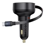 Baseus Enjoyment Pro autós gyorstöltő 60W, USB Type-C + USB Type-C automata behúzós kábel, fekete