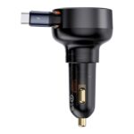 Baseus Enjoyment Pro autós gyorstöltő 60W, USB Type-C + USB Type-C automata behúzós kábel, fekete - Image 3