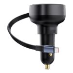 Baseus Enjoyment Pro autós gyorstöltő 60W, USB Type-C + USB Type-C automata behúzós kábel, fekete - Image 4