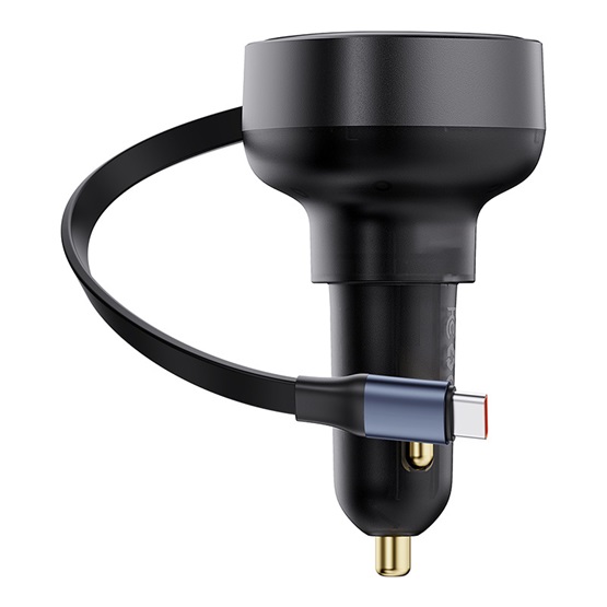 Baseus Enjoyment Pro autós gyorstöltő 60W, USB Type-C + USB Type-C automata behúzós kábel, fekete - Image 4