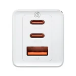Baseus GaN5 Pro hálózati gyorstöltő 65W, 2×USB Type-C + USB Type-A, fehér + 100W USB Type-C, 1m kábel - Image 3