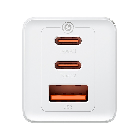 Baseus GaN5 Pro hálózati gyorstöltő 65W, 2×USB Type-C + USB Type-A, fehér + 100W USB Type-C, 1m kábel - Image 3