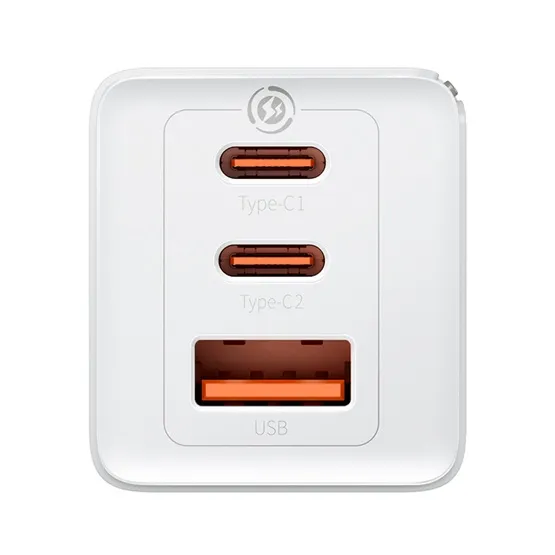 Baseus GaN5 Pro hálózati gyorstöltő 65W, 2×USB Type-C + USB Type-A, fehér + 100W USB Type-C, 1m kábel - Image 3
