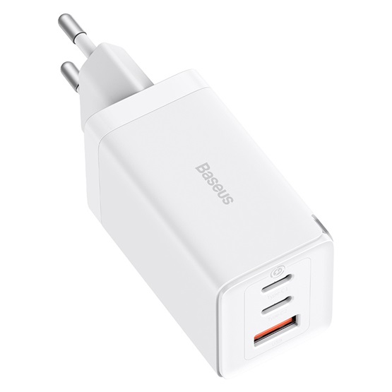 Baseus GaN5 Pro hálózati gyorstöltő 65W, 2×USB Type-C + USB Type-A, fehér + 100W USB Type-C, 1m kábel - Image 4