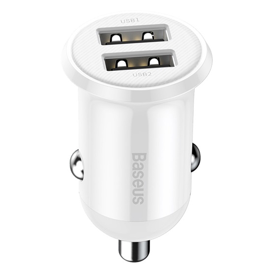 Baseus Grain Pro autóstöltő 24W, 2×USB Type-A, fehér - Image 1