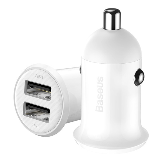 Baseus Grain Pro autóstöltő 24W, 2×USB Type-A, fehér - Image 2