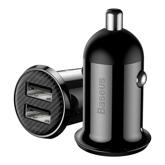 Baseus Grain Pro autóstöltő 24W, 2×USB Type-A, fekete - Image 2