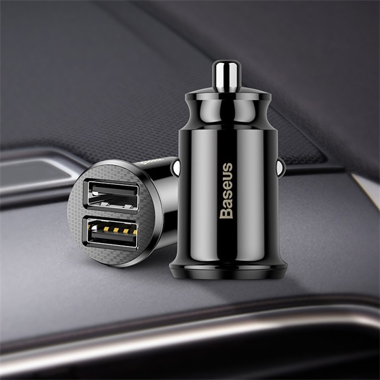 Baseus Grain autóstöltő 3,1 A, 2×USB Type-A, fekete - Image 4