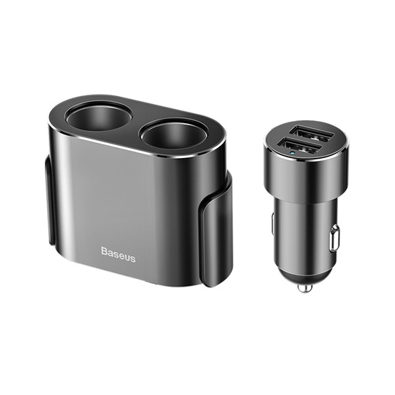 Baseus High Efficiency autóstöltő 17W, 2×USB Type-A + szivargyújtó kimenet, fekete - Image 1
