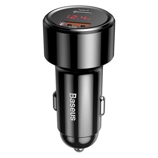 Baseus Magic PPS autós gyorstöltő 45W, USB Type-A + USB Type-C, fekete - Image 1
