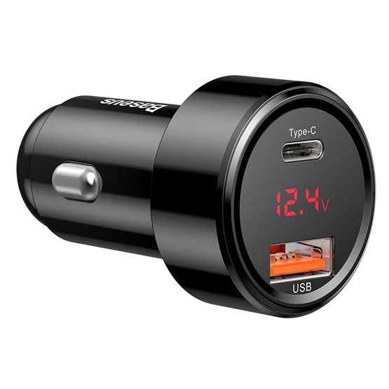 Baseus Magic PPS autós gyorstöltő 45W, USB Type-A + USB Type-C, fekete - Image 2