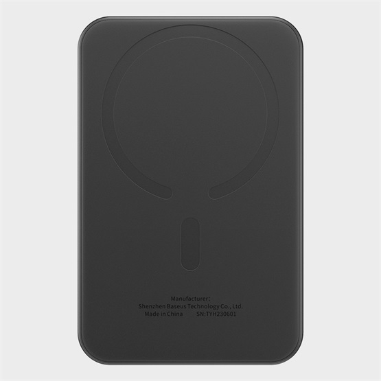 Baseus Magnetic Mini vezeték nélküli gyorstöltő powerbank 5000 mAh, 20W, fekete + 60W USB Type-C, 30cm kábel - Image 2