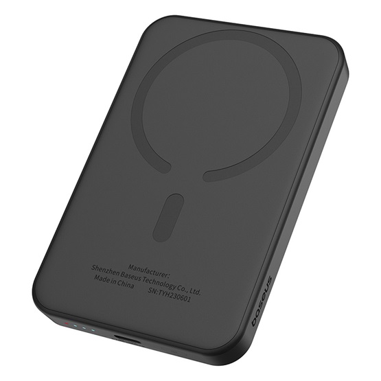 Baseus Magnetic Mini vezeték nélküli gyorstöltő powerbank 5000 mAh, 20W, fekete + 60W USB Type-C, 30cm kábel - Image 4