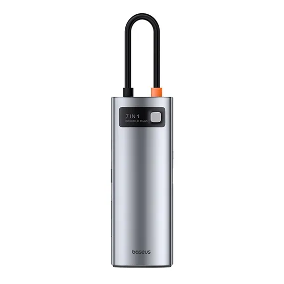 Baseus Metal Gleam 7-Port USB Type-C HUB dokkoló állomás, szürke
