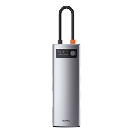 Baseus Metal Gleam 8-in-1 USB Type-C HUB dokkoló állomás, szürke - Image 1