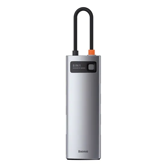 Baseus Metal Gleam 8-in-1 USB Type-C HUB dokkoló állomás, szürke