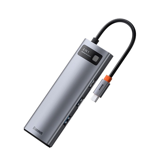Baseus Metal Gleam 8-in-1 USB Type-C HUB dokkoló állomás, szürke - Image 4