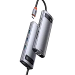 Baseus Metal Gleam 8-in-1 USB Type-C HUB dokkoló állomás, szürke - Image 5
