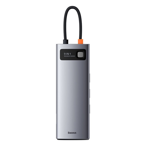 Baseus Metal Gleam 9-in-1 USB Type-C HUB dokkoló állomás, szürke - Image 1