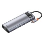 Baseus Metal Gleam 9-in-1 USB Type-C HUB dokkoló állomás, szürke - Image 3