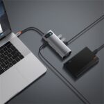 Baseus Metal Gleam 9-in-1 USB Type-C HUB dokkoló állomás, szürke - Image 5
