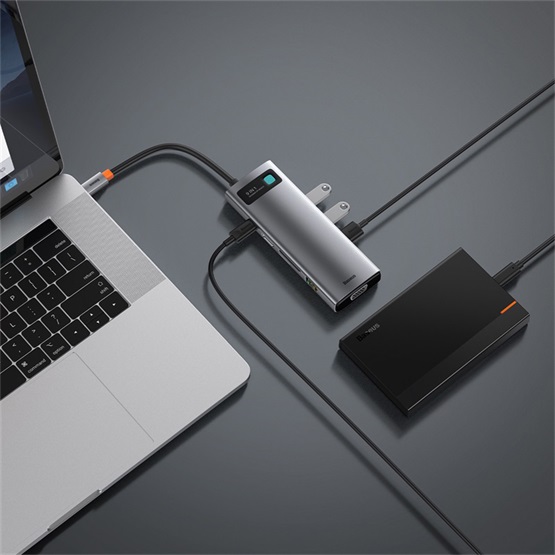 Baseus Metal Gleam 9-in-1 USB Type-C HUB dokkoló állomás, szürke - Image 5