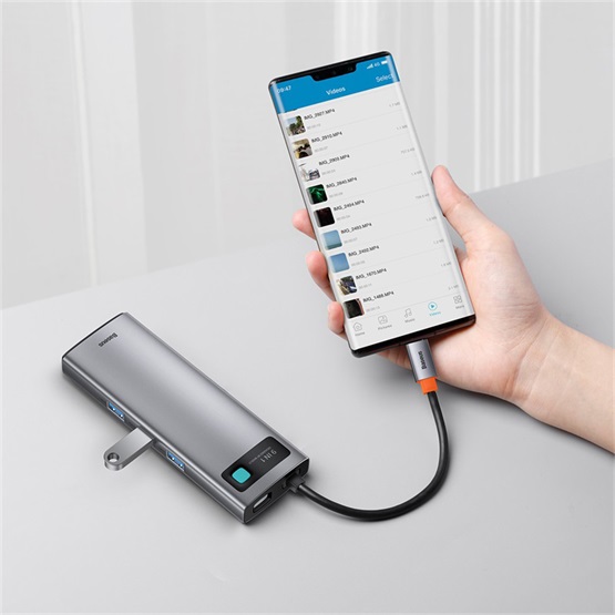 Baseus Metal Gleam 9-in-1 USB Type-C HUB dokkoló állomás, szürke - Image 6