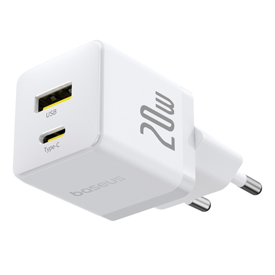 Baseus Palm hálózati gyorstöltő 20W, USB Type-C + USB Type-A, fehér - Image 2