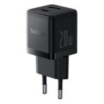 Baseus Palm hálózati gyorstöltő 20W, USB Type-C + USB Type-A, fekete