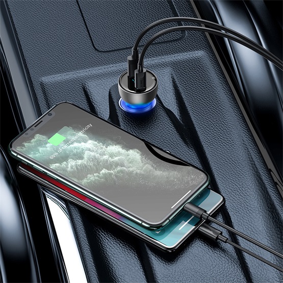 Baseus Particular PPS autós gyorstöltő 65W, USB Type-A + USB Type-C, ezüst - Image 3