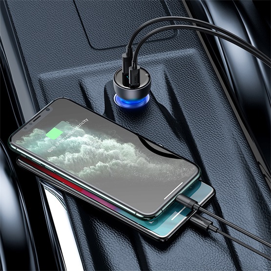 Baseus Particular PPS autós gyorstöltő 65W, USB Type-A + USB Type-C, szürke - Image 3