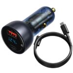 Baseus Particular PPS autós gyorstöltő 65W, USB Type-A + USB Type-C, szürke + 100W USB Type-C, 1m kábel