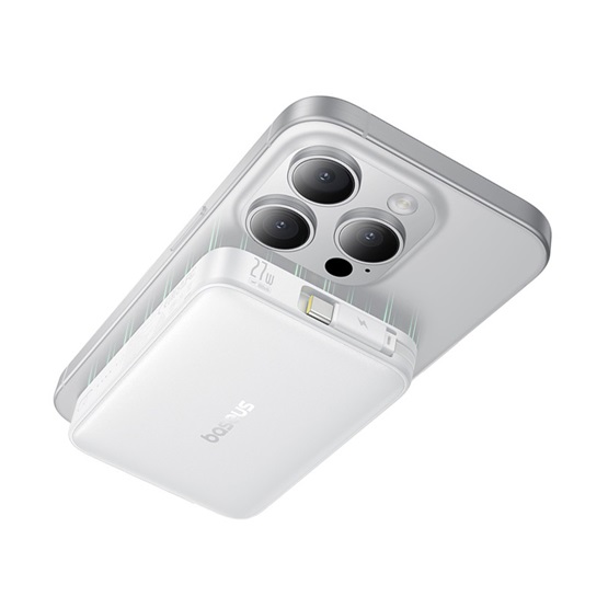 Baseus PicoGo Qi2 Magnetic vezeték nélküli gyorstöltő powerbank 10000 mAh, 27W, fehér - Image 3
