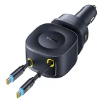 Baseus PrimeTrip VR2 Max autós gyorstöltő 100W, 3×USB Type-C + 1×USB Type-A, 2×automata behúzós kábel, fekete - Image 3