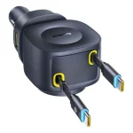 Baseus PrimeTrip VR2 Max autós gyorstöltő 100W, 3×USB Type-C + 1×USB Type-A, 2×automata behúzós kábel, fekete - Image 4